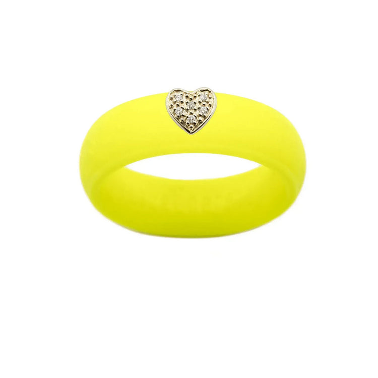 Pave Heart Silicone Ring - Size 4