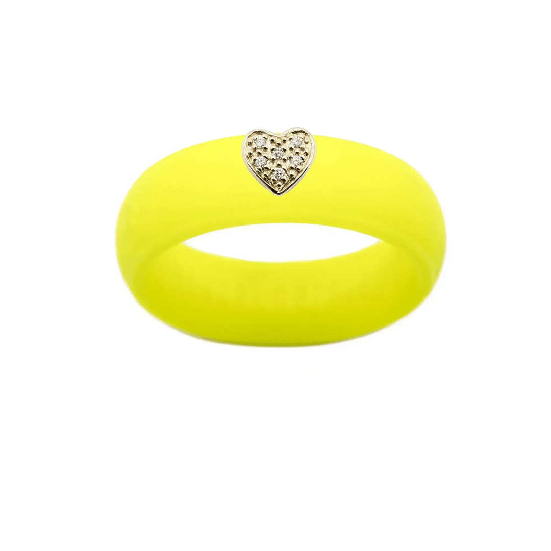 Pave Heart Silicone Ring - Size 6