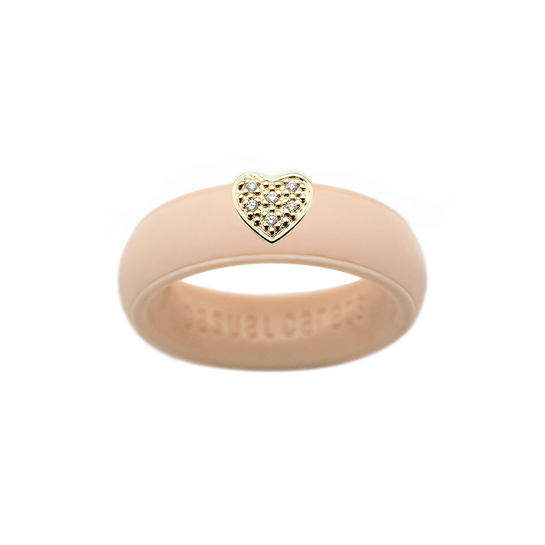 Pave Heart Silicone Ring - Size 6