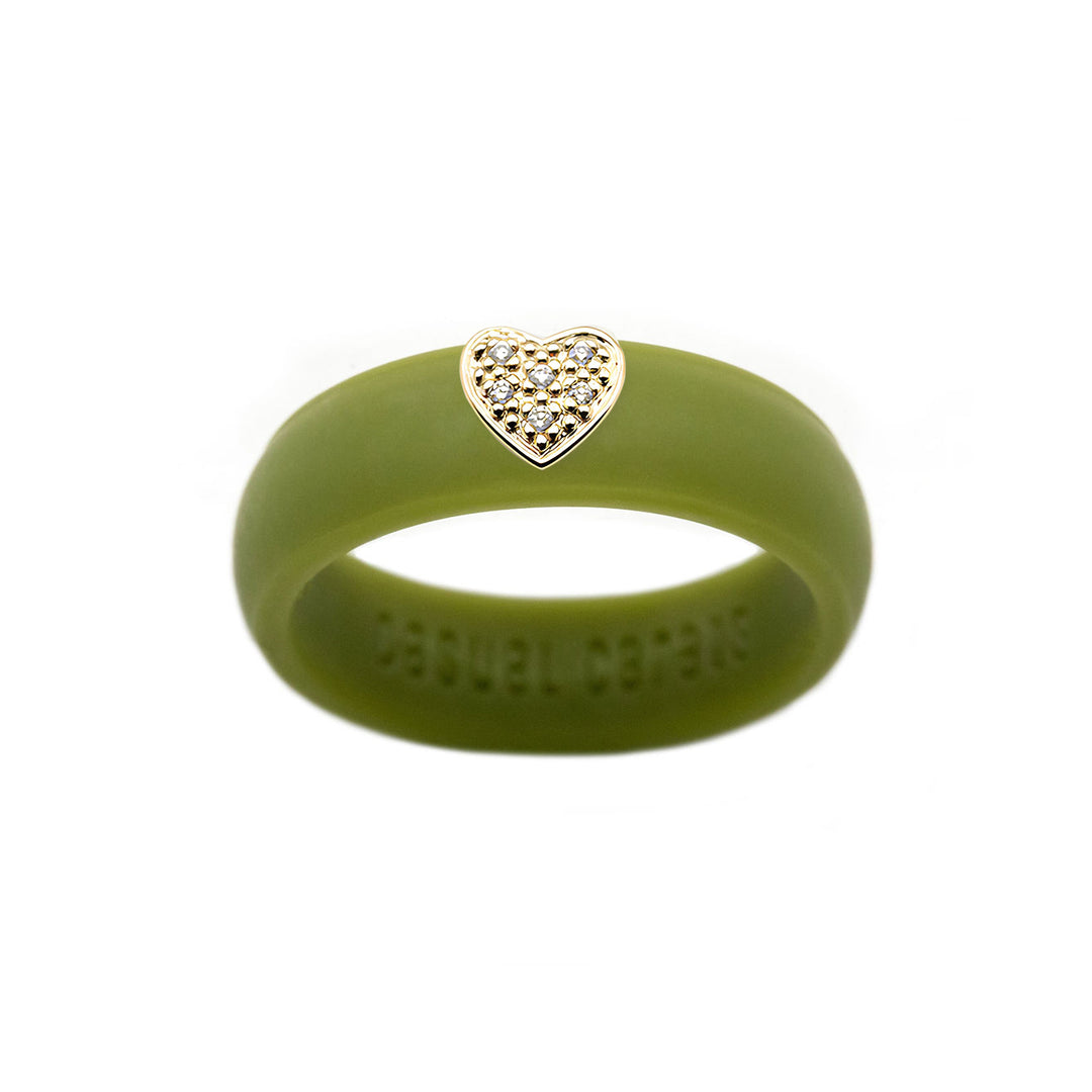 Pave Heart Silicone Ring - Size 6