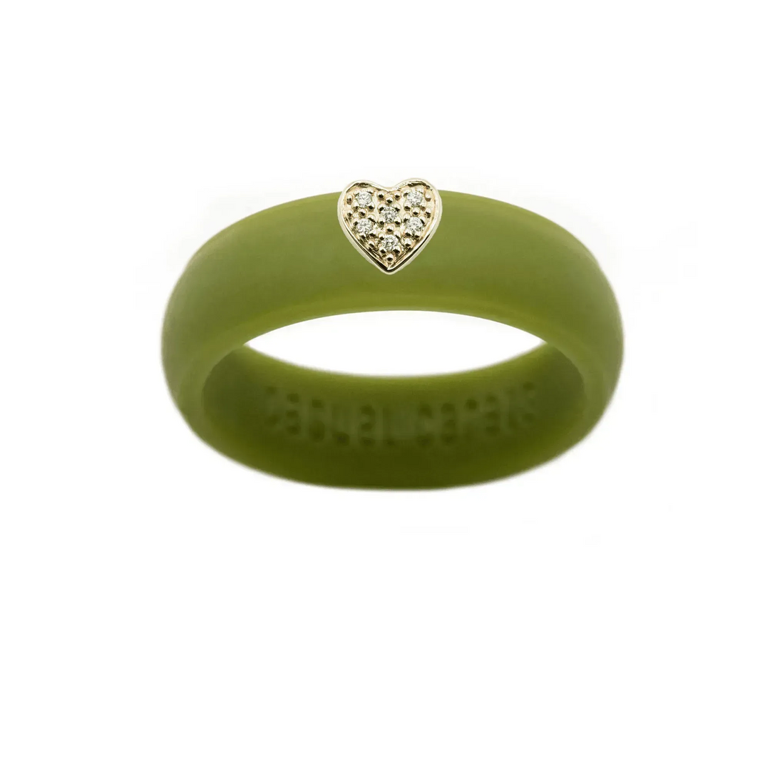 Pave Heart Silicone Ring - Size 6