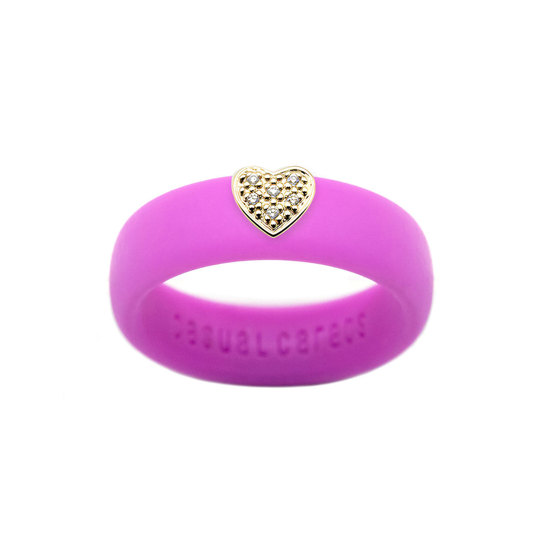 Pave Heart Silicone Ring - Size 6