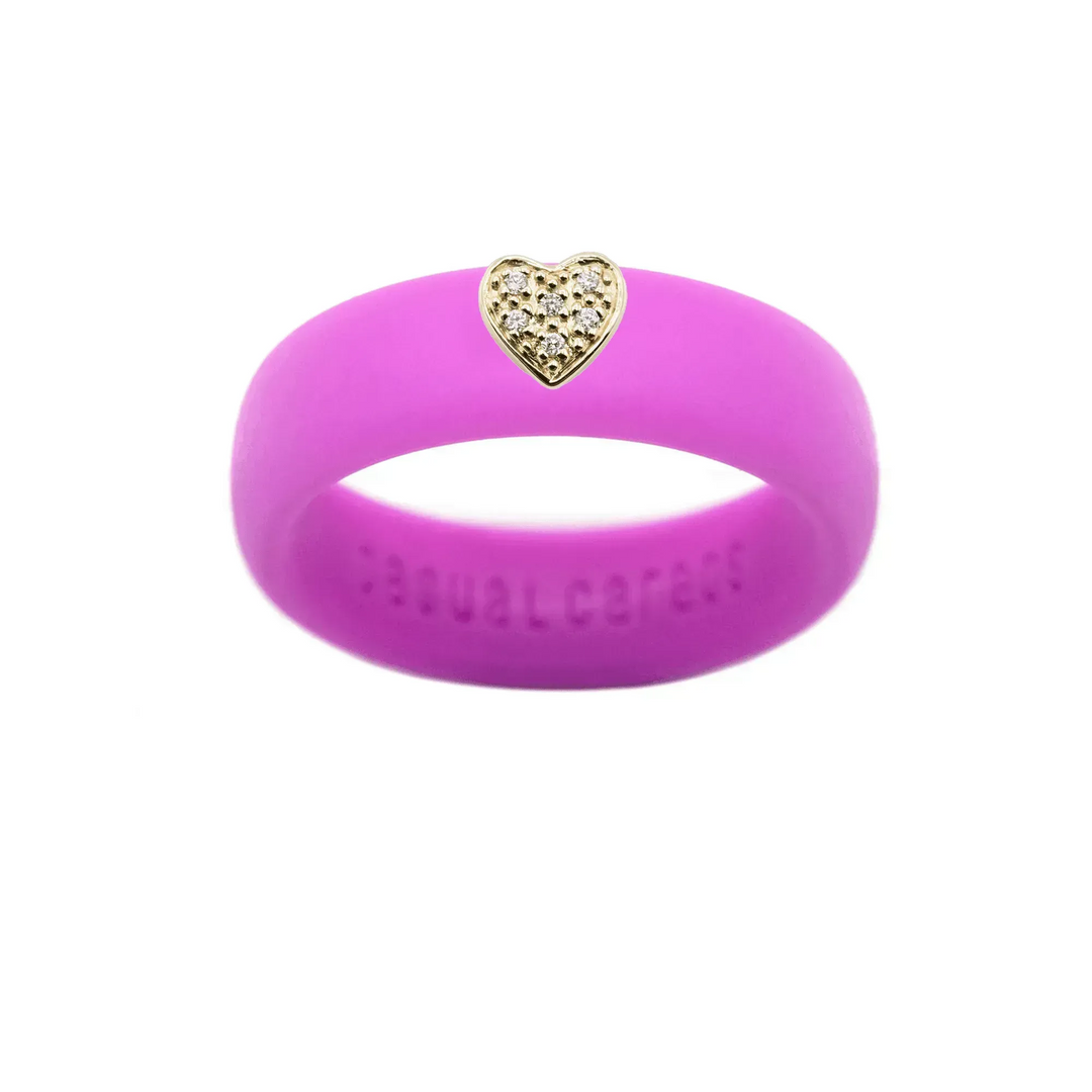 Pave Heart Silicone Ring - Size 4