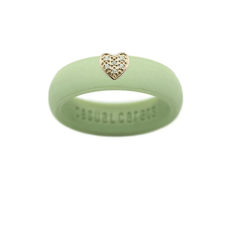 Pave Heart Silicone Ring - Size 6