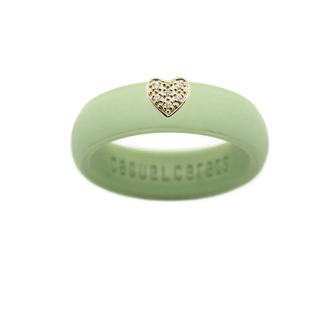 Pave Heart Silicone Ring - Size 6