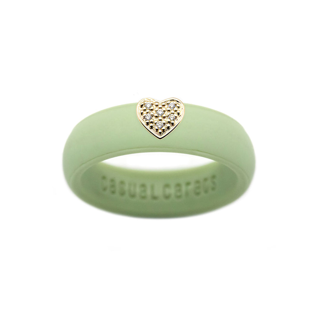 Pave Heart Silicone Ring - Size 6