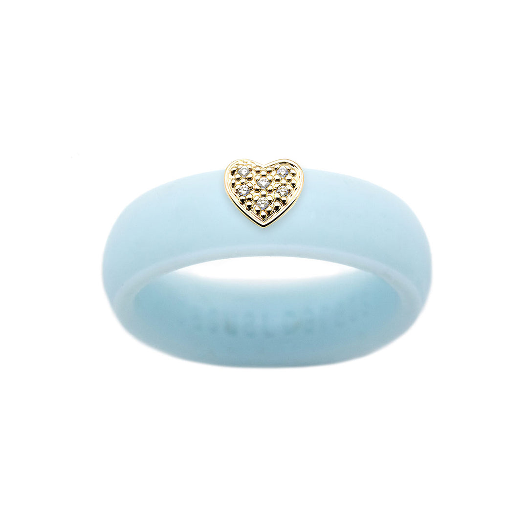 Pave Heart Silicone Ring - Size 6
