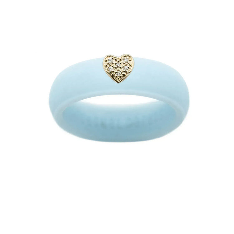 Pave Heart Silicone Ring - Size 4