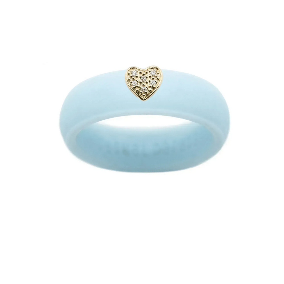 Pave Heart Silicone Ring - Size 4