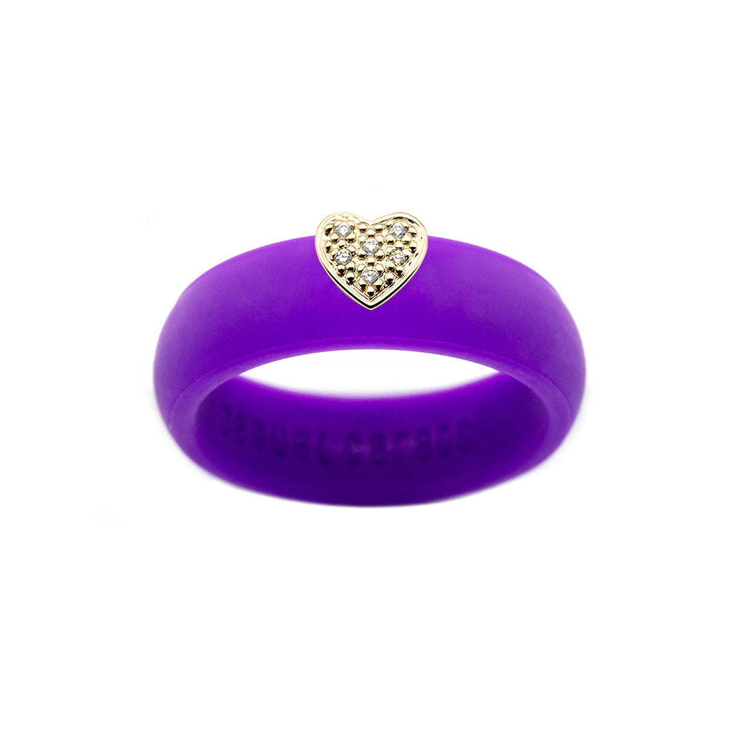 Pave Heart Silicone Ring - Size 6
