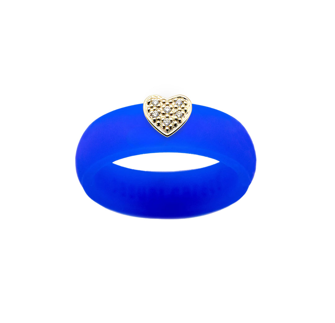 Pave Heart Silicone Ring - Size 6