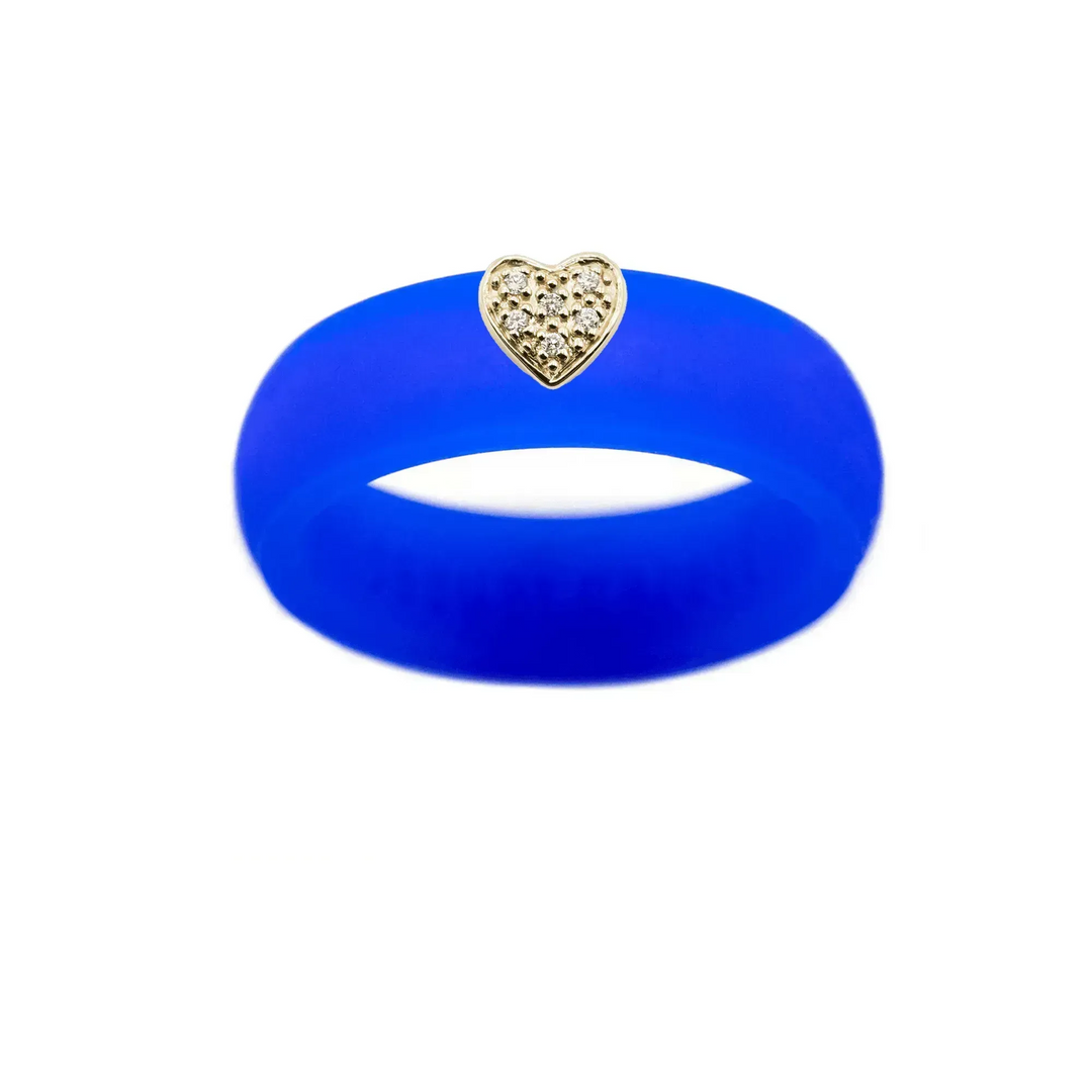Pave Heart Silicone Ring - Size 6