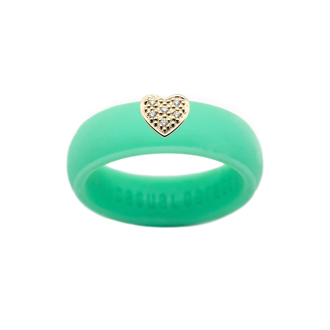 Pave Heart Silicone Ring - Size 6