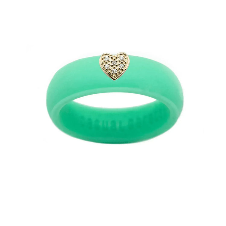 Pave Heart Silicone Ring - Size 4