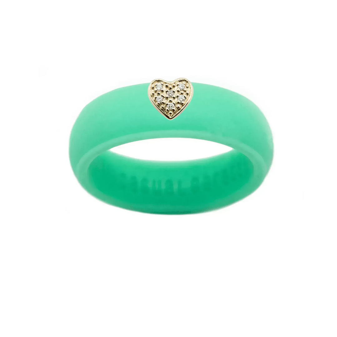 Pave Heart Silicone Ring - Size 6