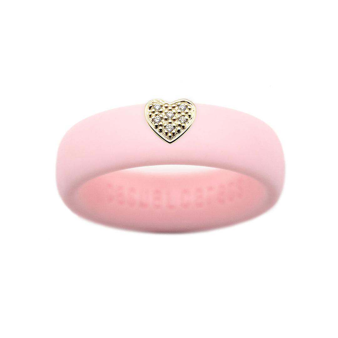 Pave Heart Silicone Ring - Size 6