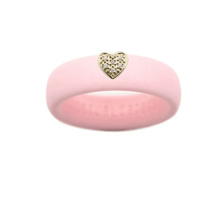 Pave Heart Silicone Ring - Size 6