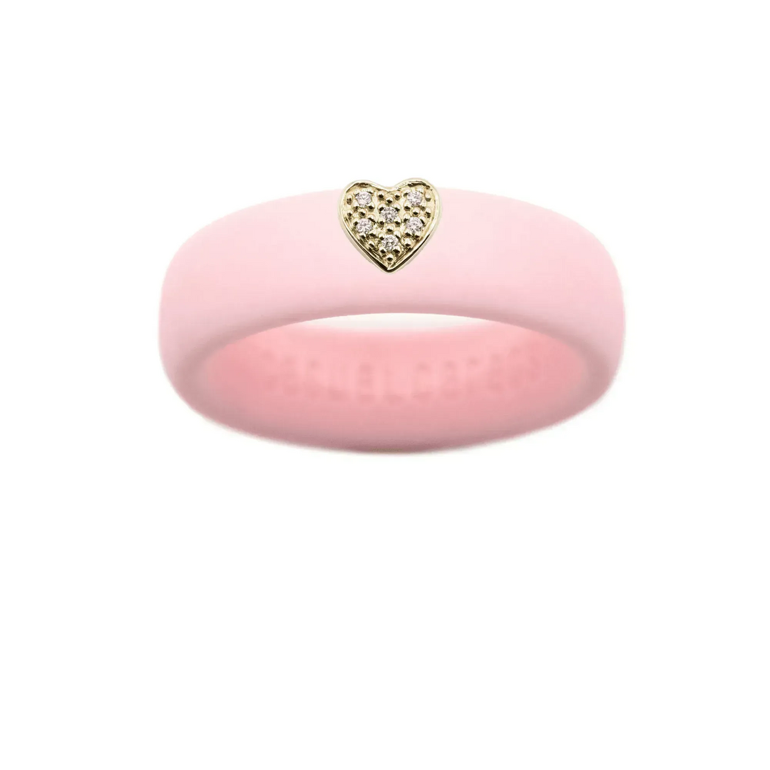 Pave Heart Silicone Ring - Size 6