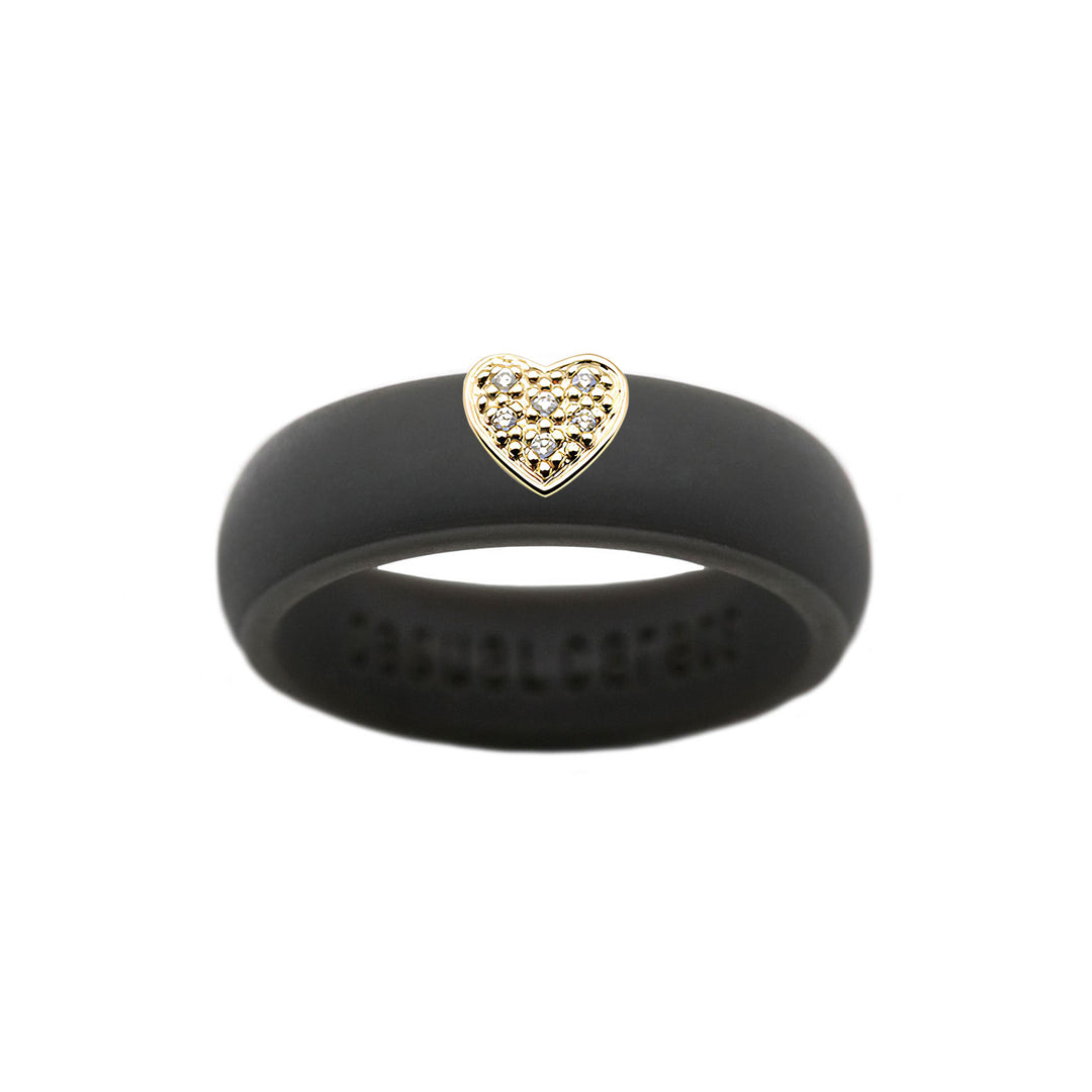 Pave Heart Silicone Ring - Size 6