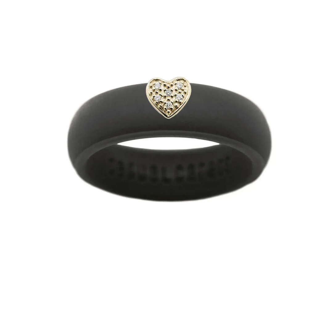 Pave Heart Silicone Ring - Size 6