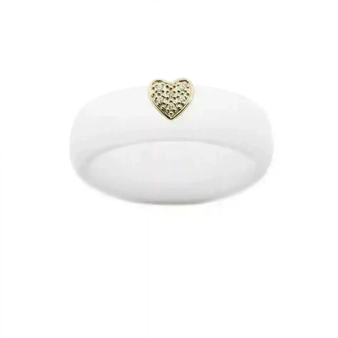 Pave Heart Silicone Ring - Size 8