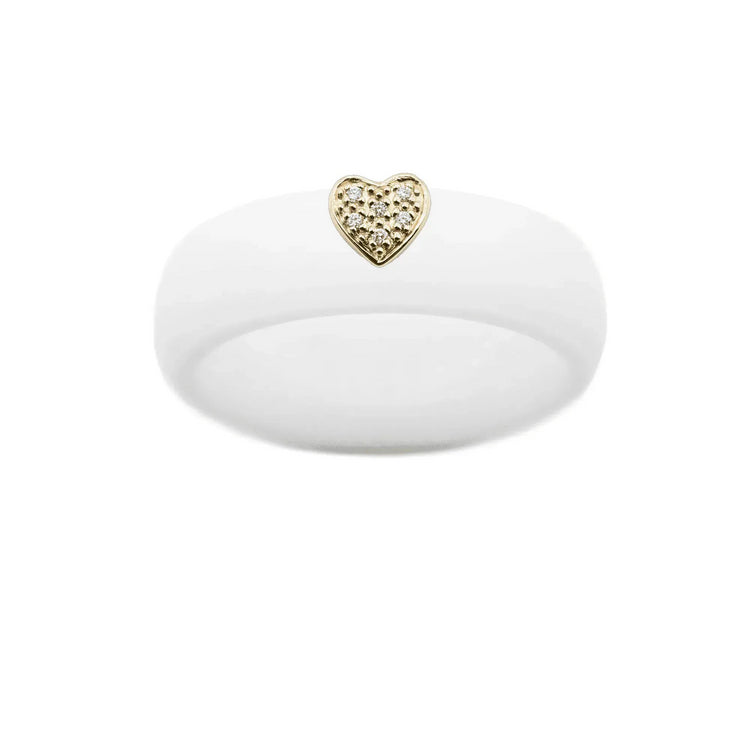 Pave Heart Silicone Ring - Size 4