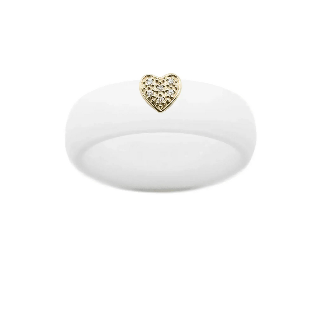Pave Heart Silicone Ring - Size 4