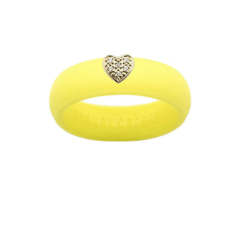 Pave Heart Silicone Ring - Size 6