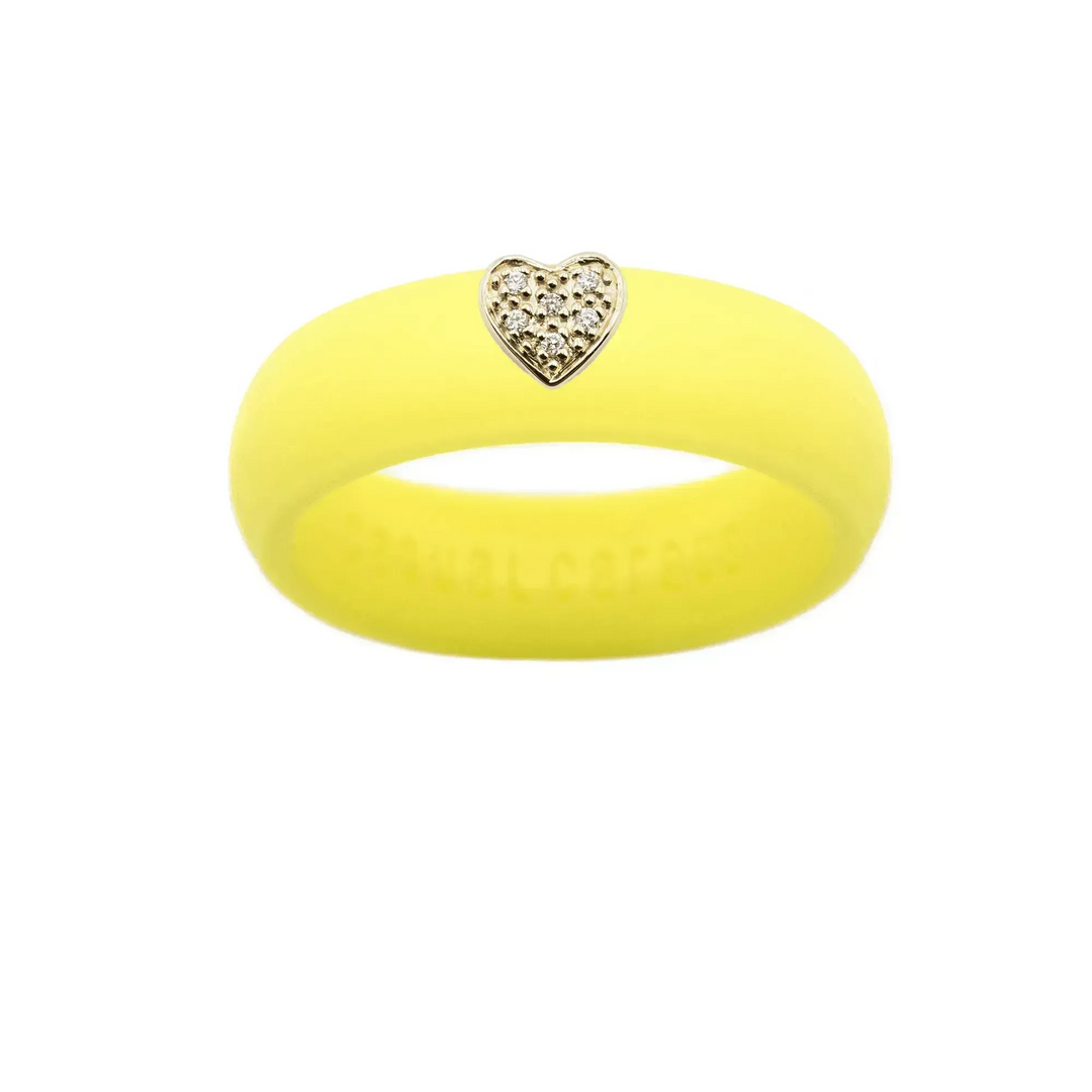 Pave Heart Silicone Ring - Size 6