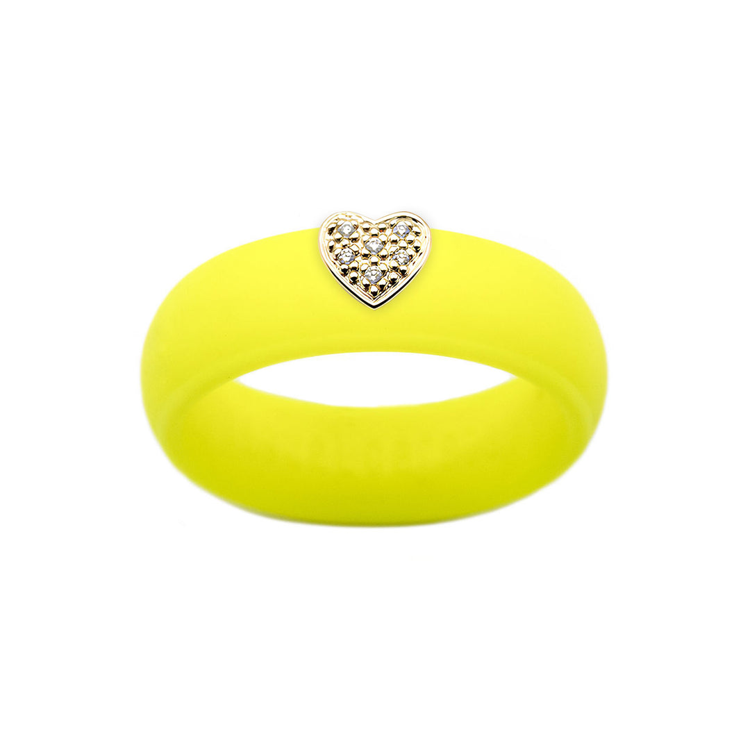 Pave Heart Silicone Ring - Size 6