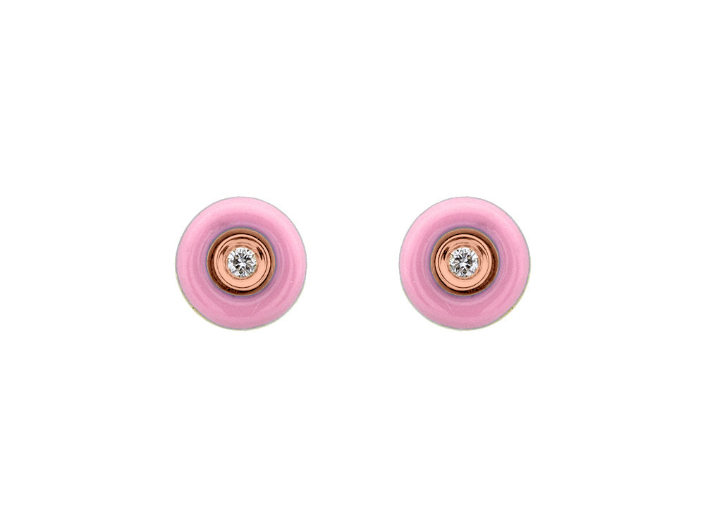 14K Rose Gold Sakura Pink Enamel Earrings