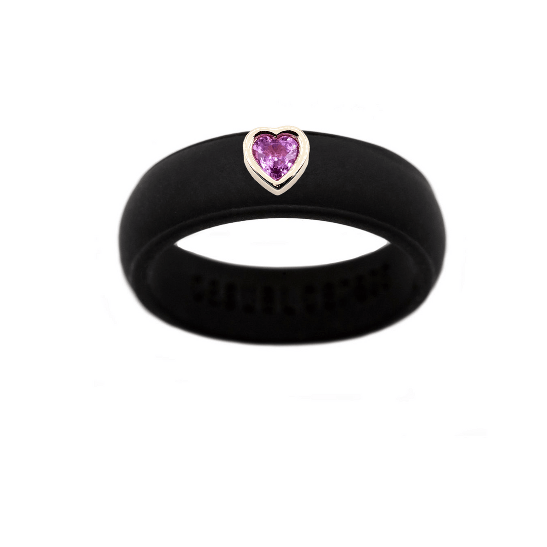 Pink Sapphire Heart Silicone Ring - Size 4