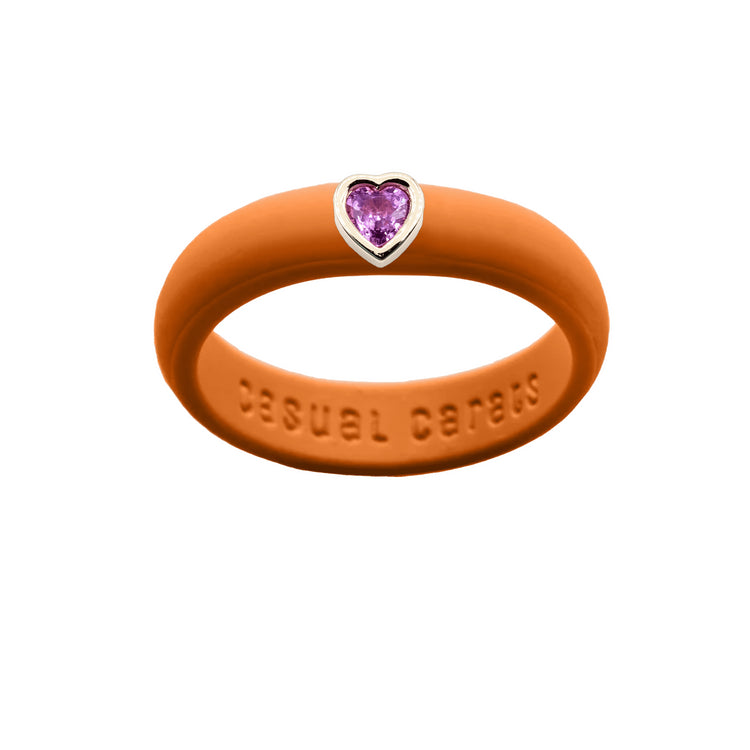Pink Sapphire Heart Silicone Ring - Size 4
