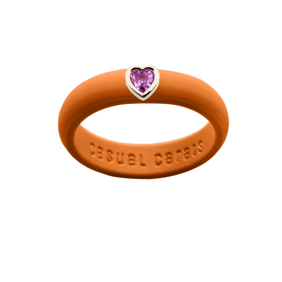 Pink Sapphire Heart Silicone Ring - Size 4