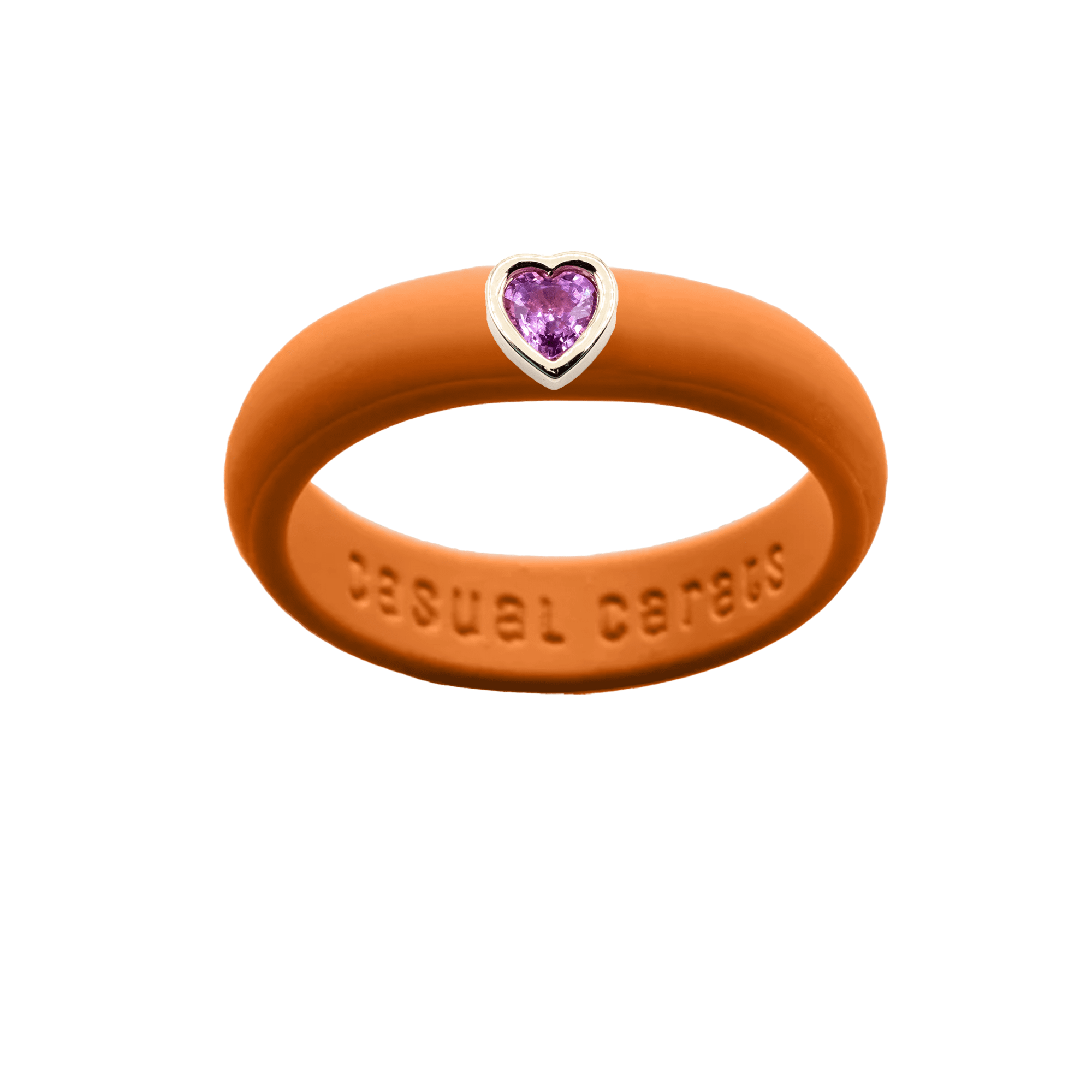 Pink Sapphire Heart Silicone Ring - Size 4