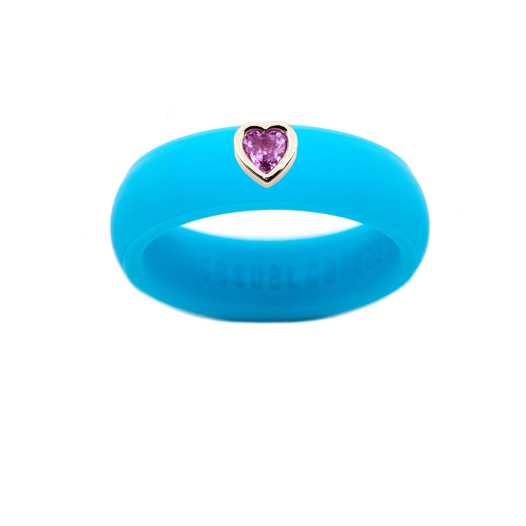 Pink Sapphire Heart Silicone Ring - Size 4