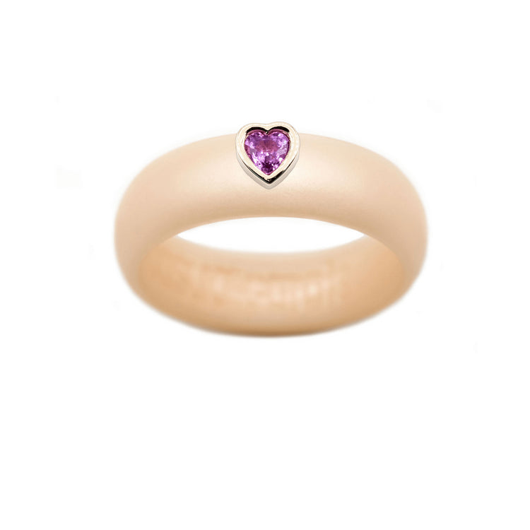 Pink Sapphire Heart Silicone Ring - Size 4