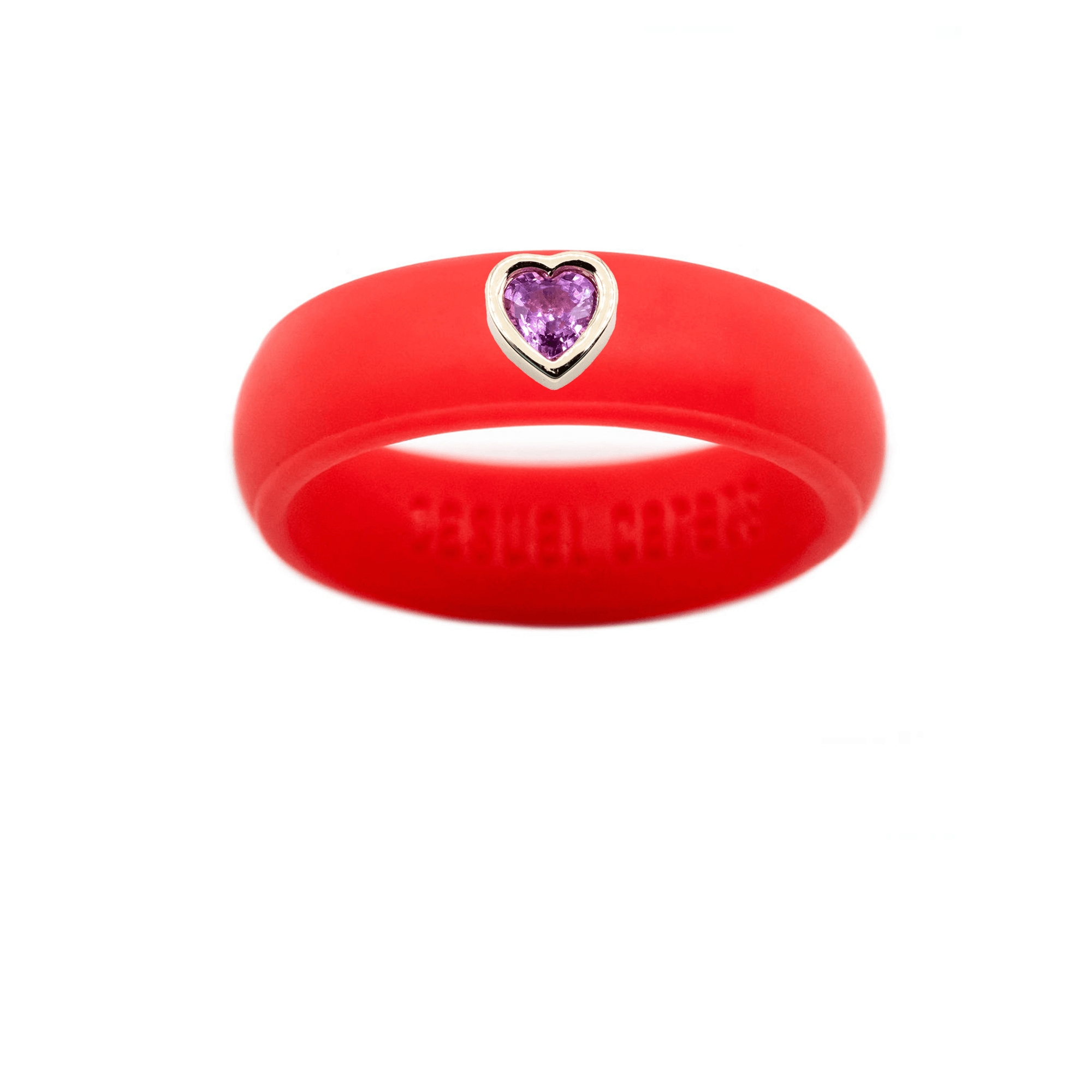 Pink Sapphire Heart Silicone Ring - Size 4
