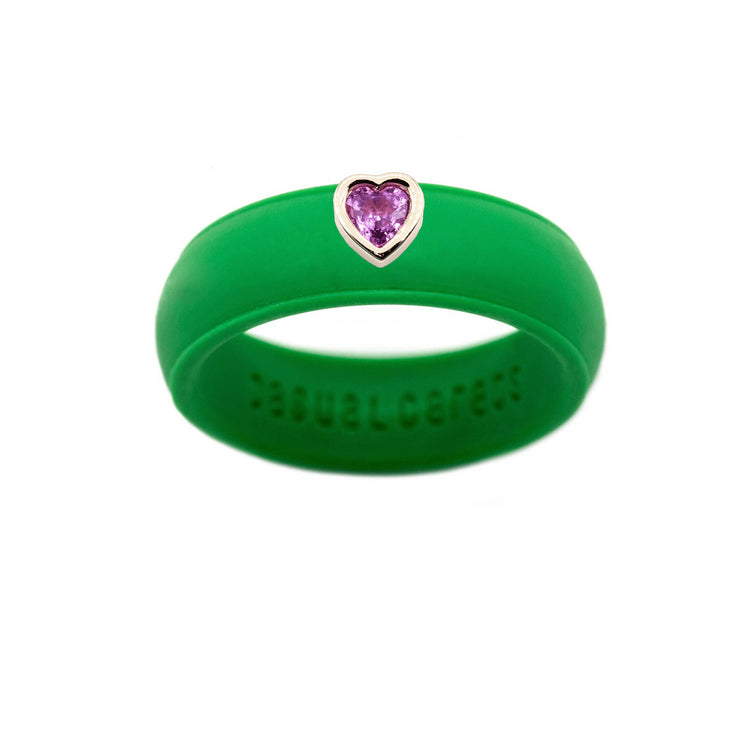 Pink Sapphire Heart Silicone Ring - Size 4
