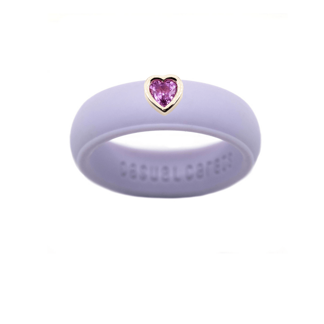 Pink Sapphire Heart Silicone Ring - Size 4
