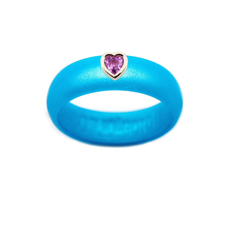 Pink Sapphire Heart Silicone Ring - Size 4