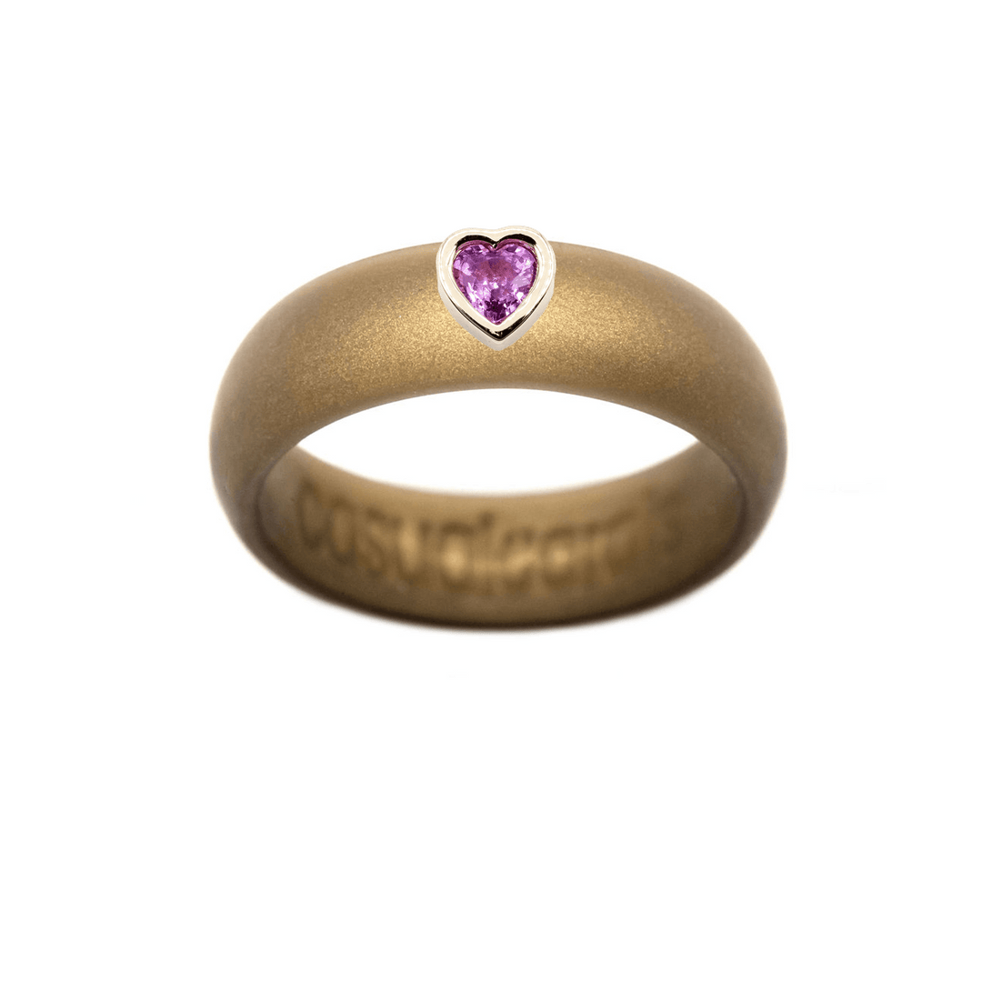 Pink Sapphire Heart Silicone Ring - Size 9