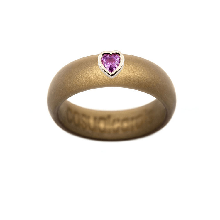 Pink Sapphire Heart Silicone Ring - Size 4