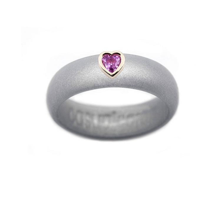 Pink Sapphire Heart Silicone Ring - Size 4