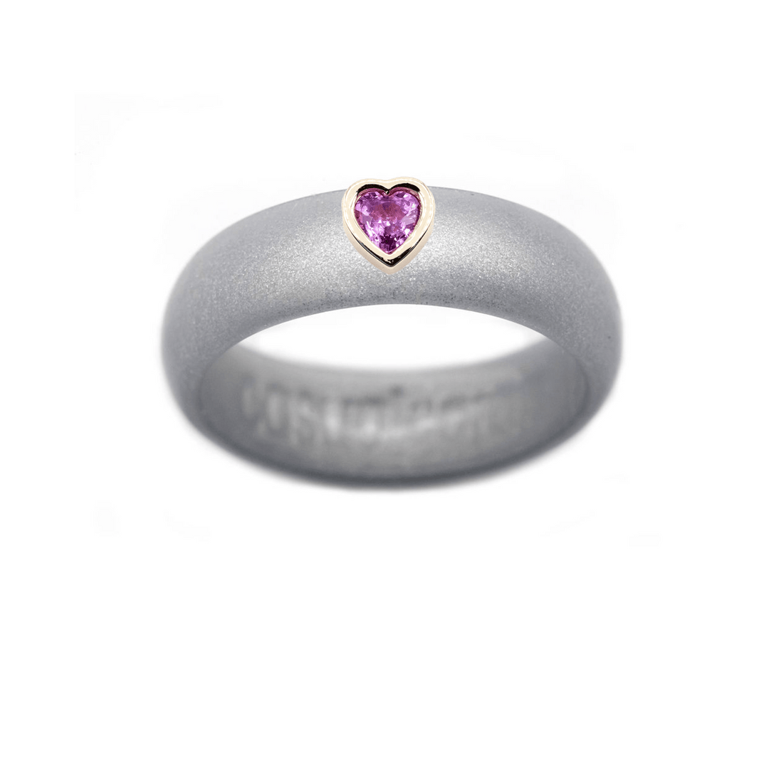 Pink Sapphire Heart Silicone Ring - Size 4