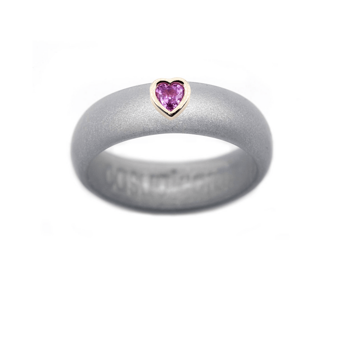 Pink Sapphire Heart Silicone Ring - Size 6