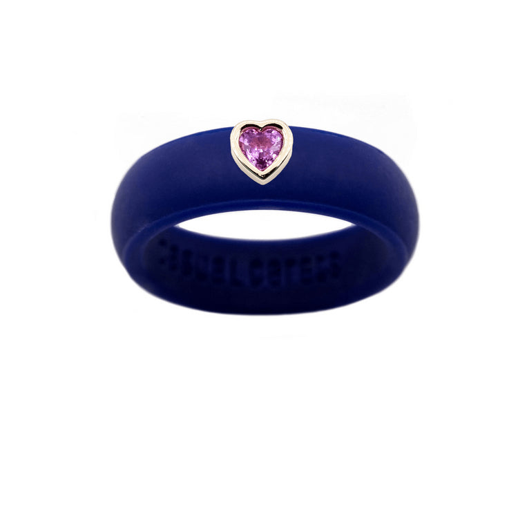 Pink Sapphire Heart Silicone Ring - Size 4