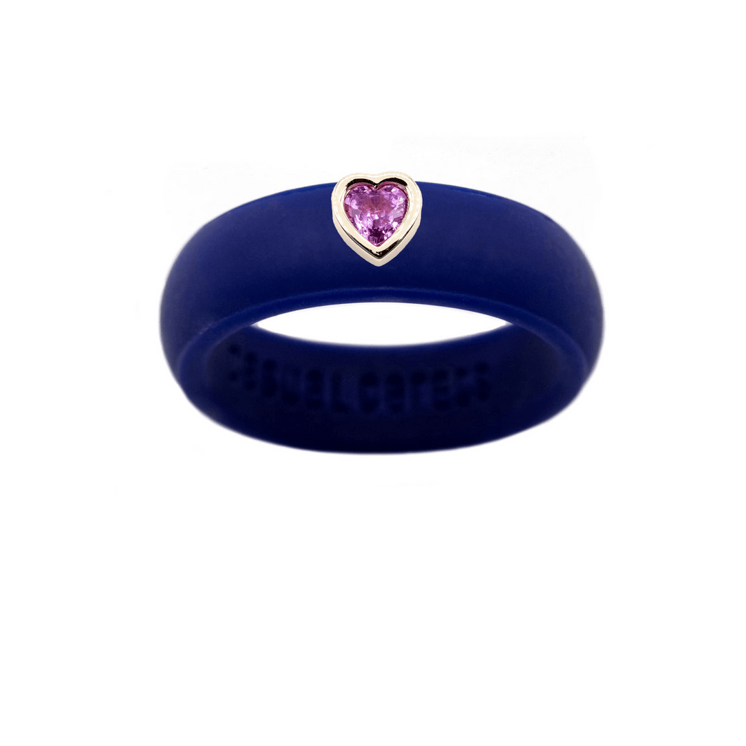 Pink Sapphire Heart Silicone Ring - Size 4