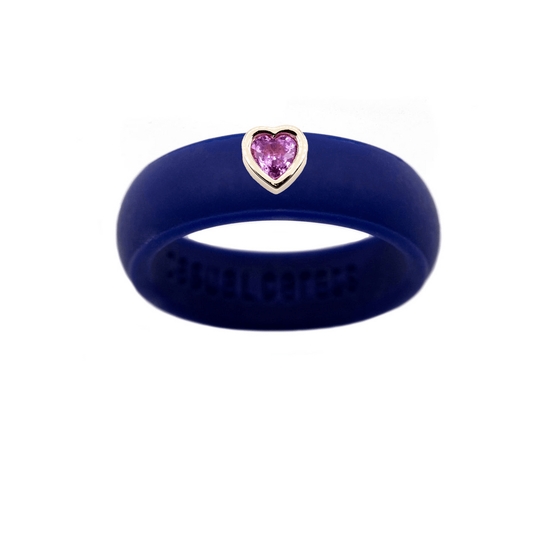 Pink Sapphire Heart Silicone Ring - Size 8