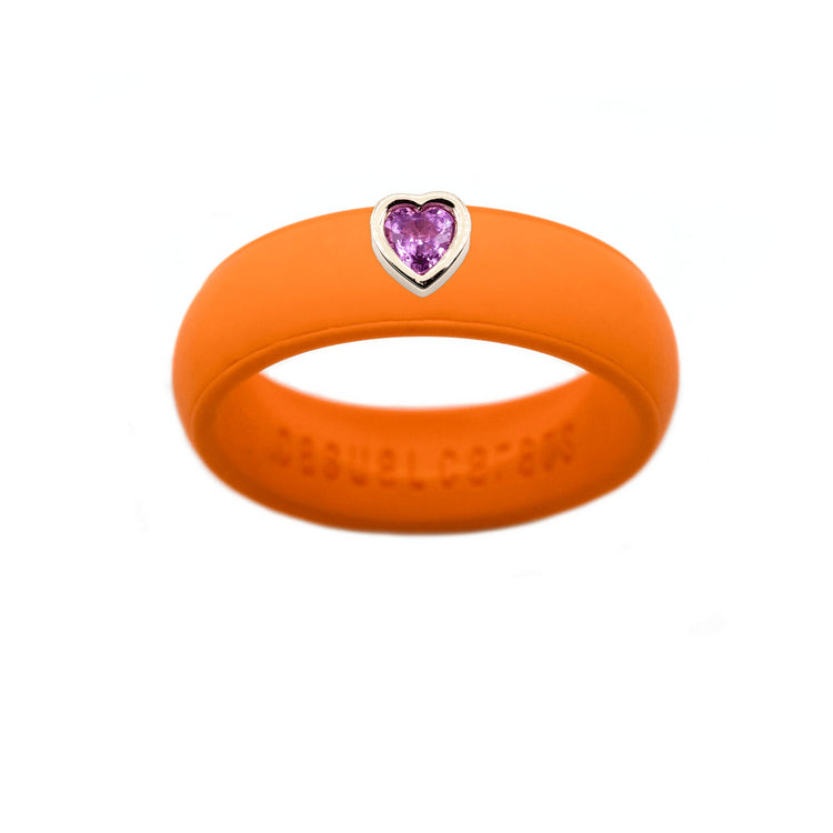 Pink Sapphire Heart Silicone Ring - Size 4